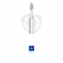 Load image into Gallery viewer, ZDR379/016 M high-strength ceramic adjustment diamond — medium grit, blue/white stripe shown; 1.6 mm head, pack of 5 burs on the DentPS engineering grid
