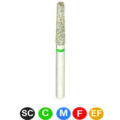 847KR/016 modified shoulder diamond — 1.6 mm head, FG shank, grits SC C M F EF